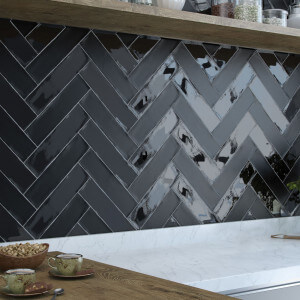 Carrelage mural noir brillant Colonial Brillo