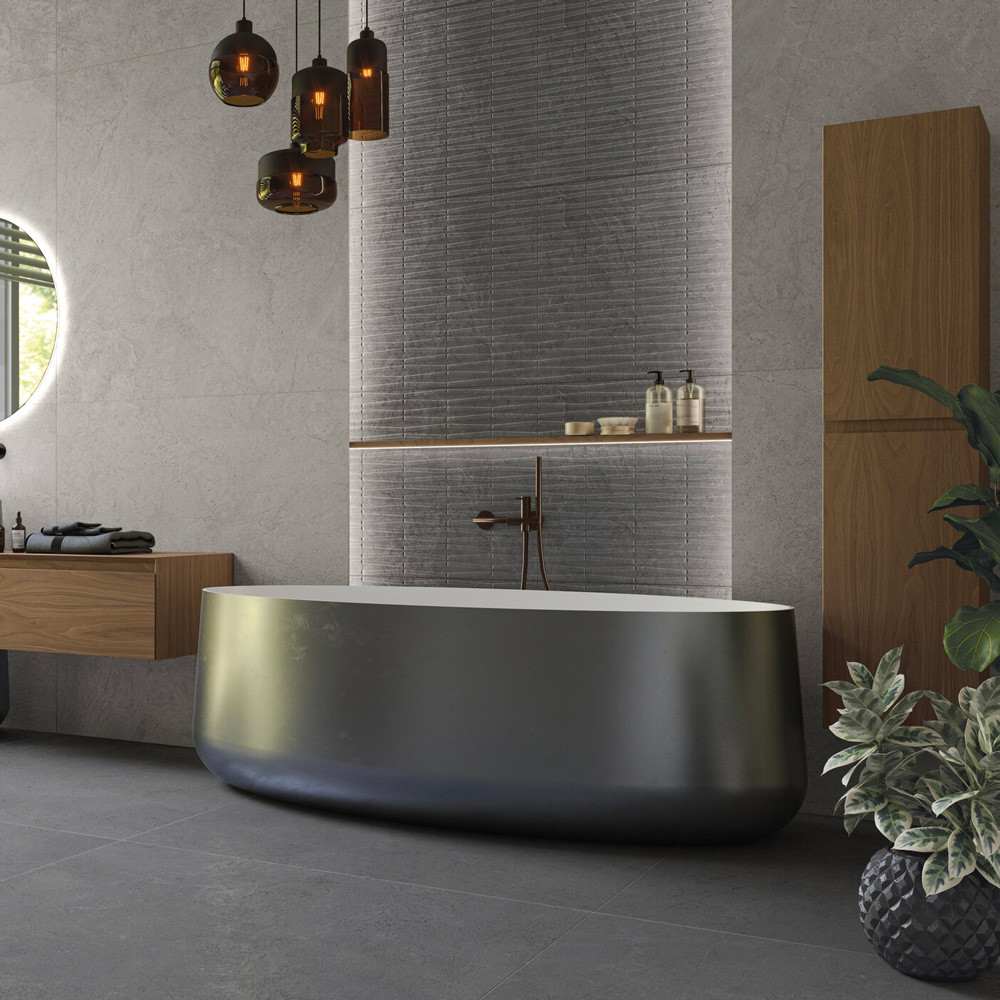 Carrelage sol et mur aspect béton Freeland tesla anthracite mat 60x120 cm