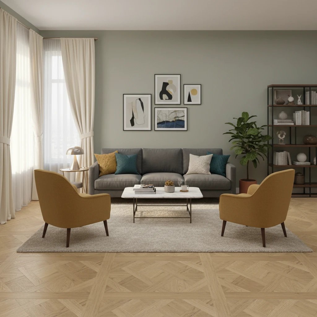 Parquet contrecollé Dalle de Versailles Chambord invisible vernis mat 100x100 cm