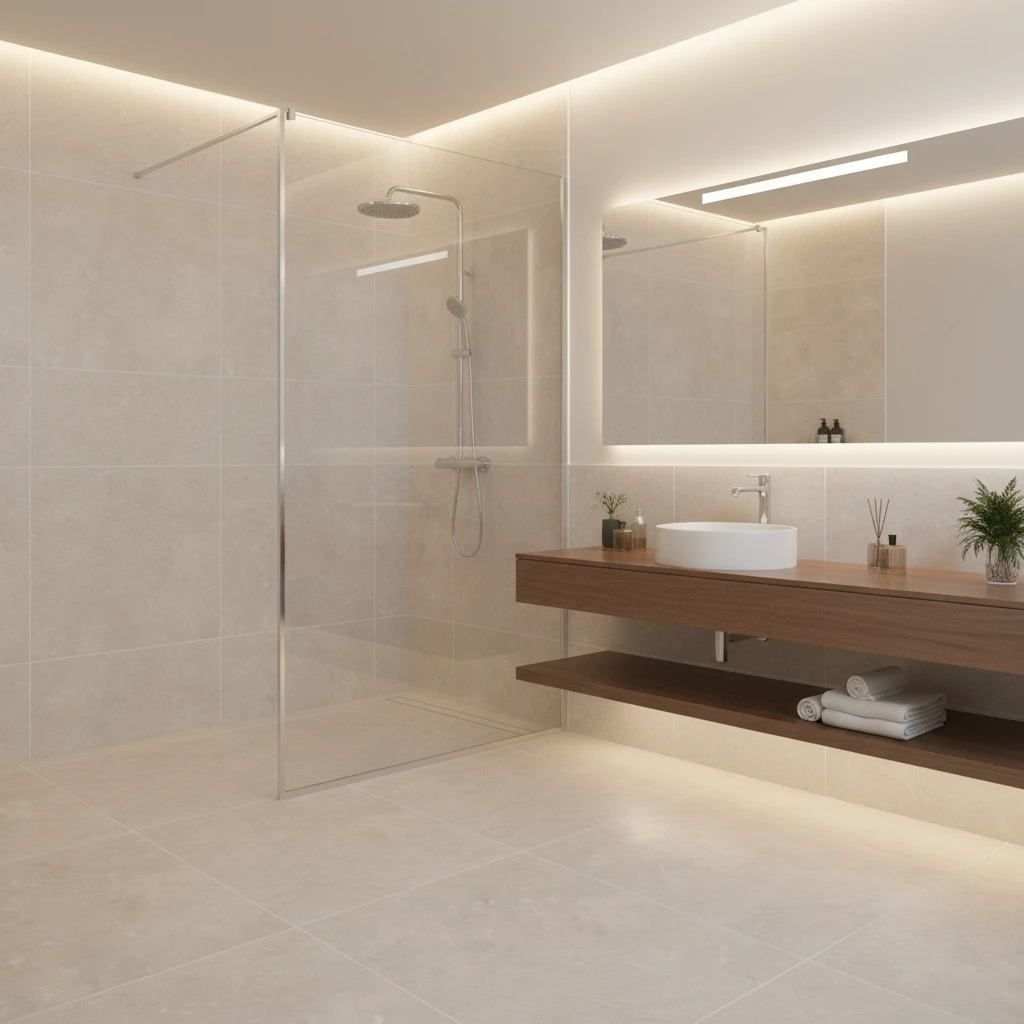 Carrelage sol et mur aspect béton Biancone beige mat 60x60 cm