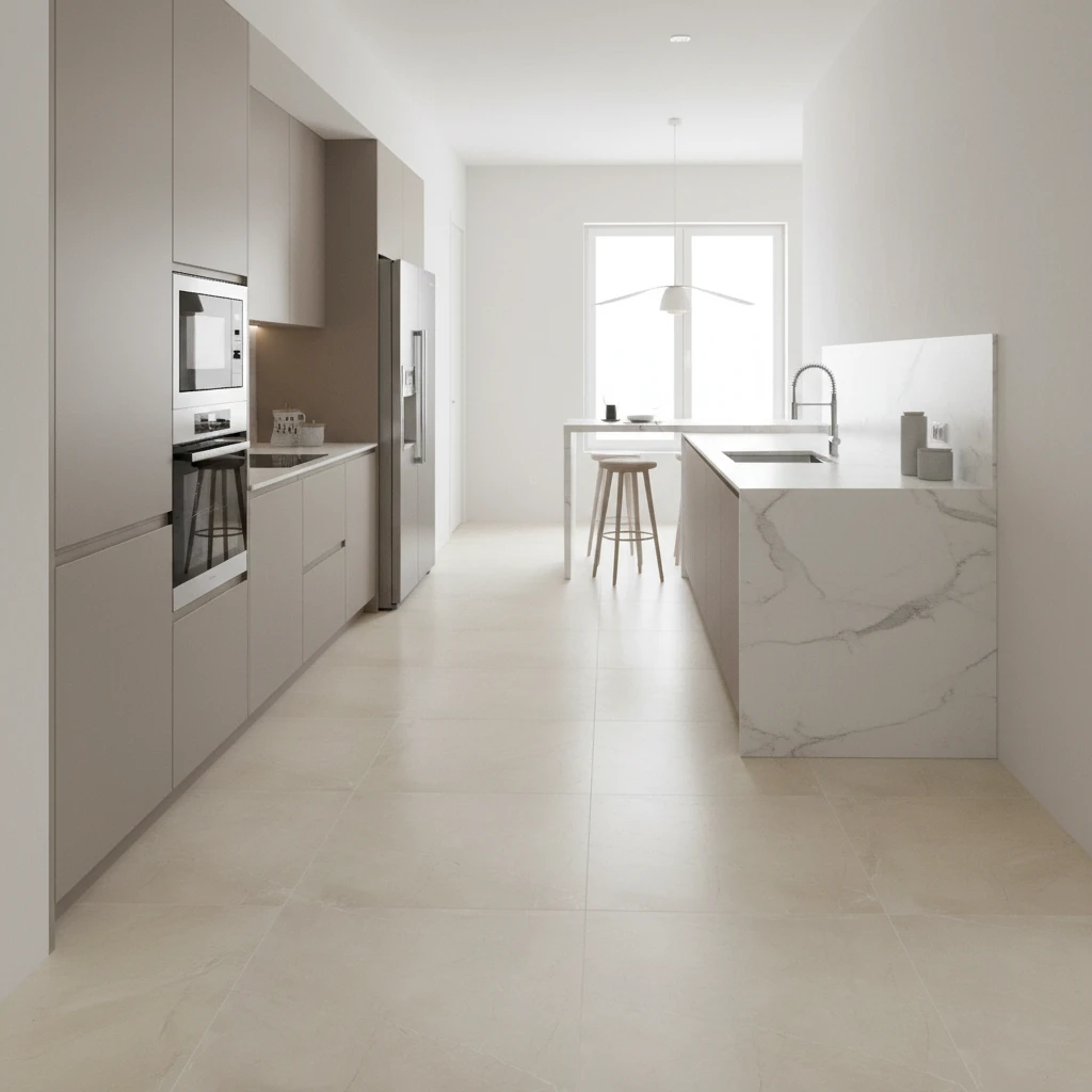 Carrelage sol-mur intérieur aspect béton Marble art cream mat 100x100 cm