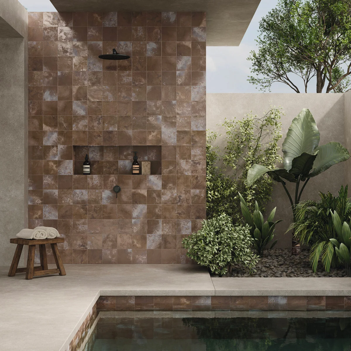 Carrelage sol et mur intérieur/extérieur - Beach terra Brillant 15x15 cm