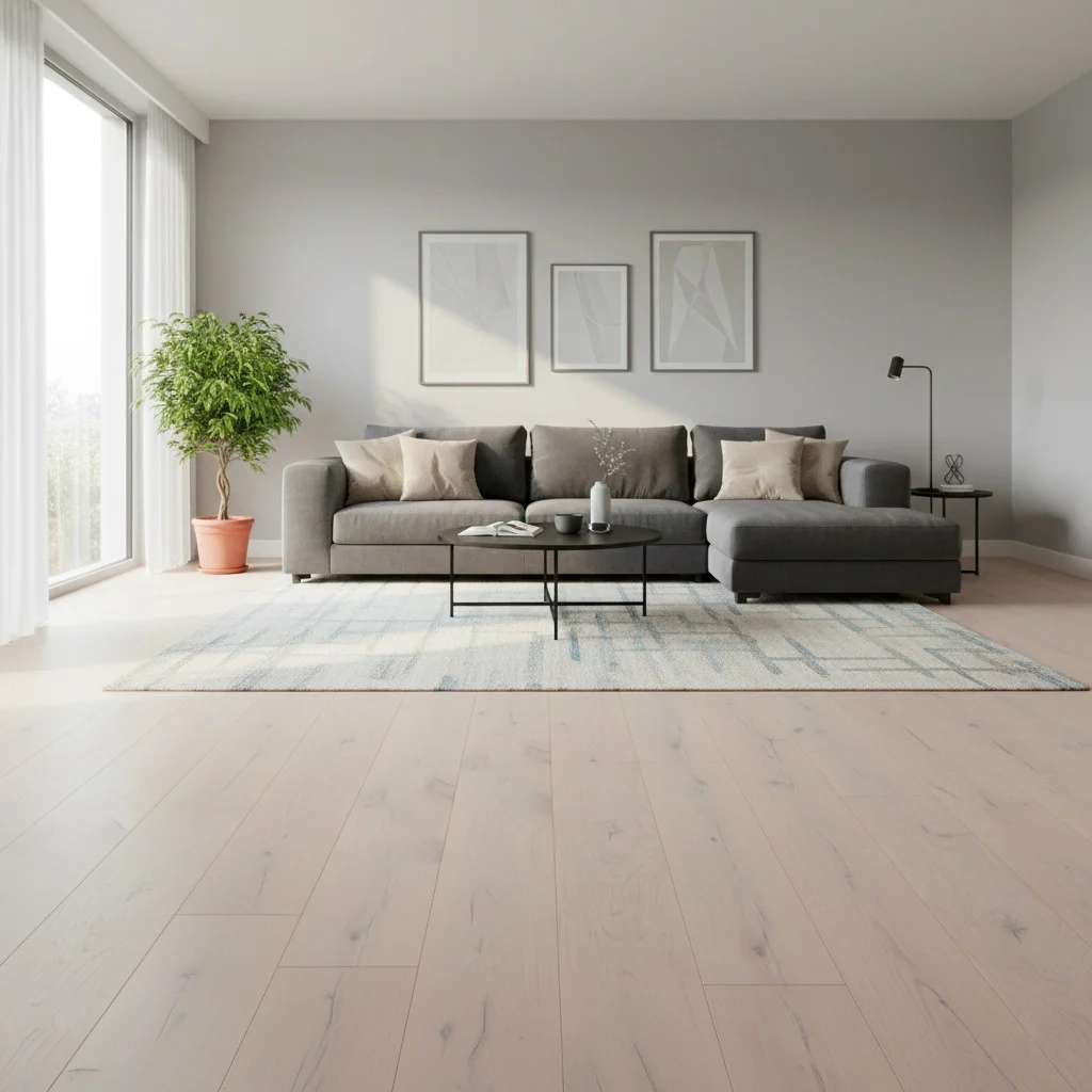 Parquet Contrecollé Hoora blanchi vernis mat 14x190 mm