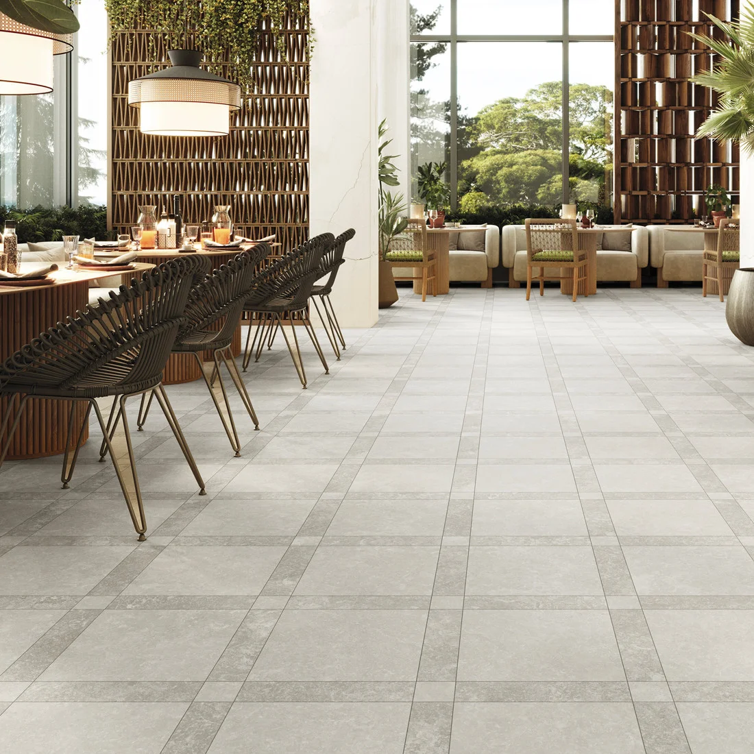 Carrelage sol et mur intérieur aspect pierre Grace white mat 44x44 cm