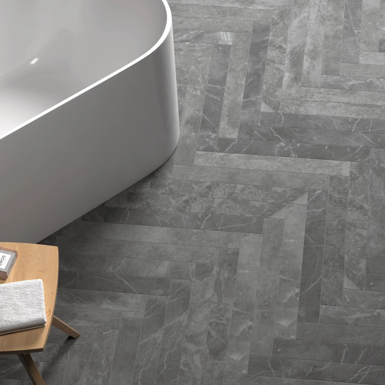 Carrelage intérieur sol et mur aspect marbre Marmoris anthracite mat 7,5x60 cm