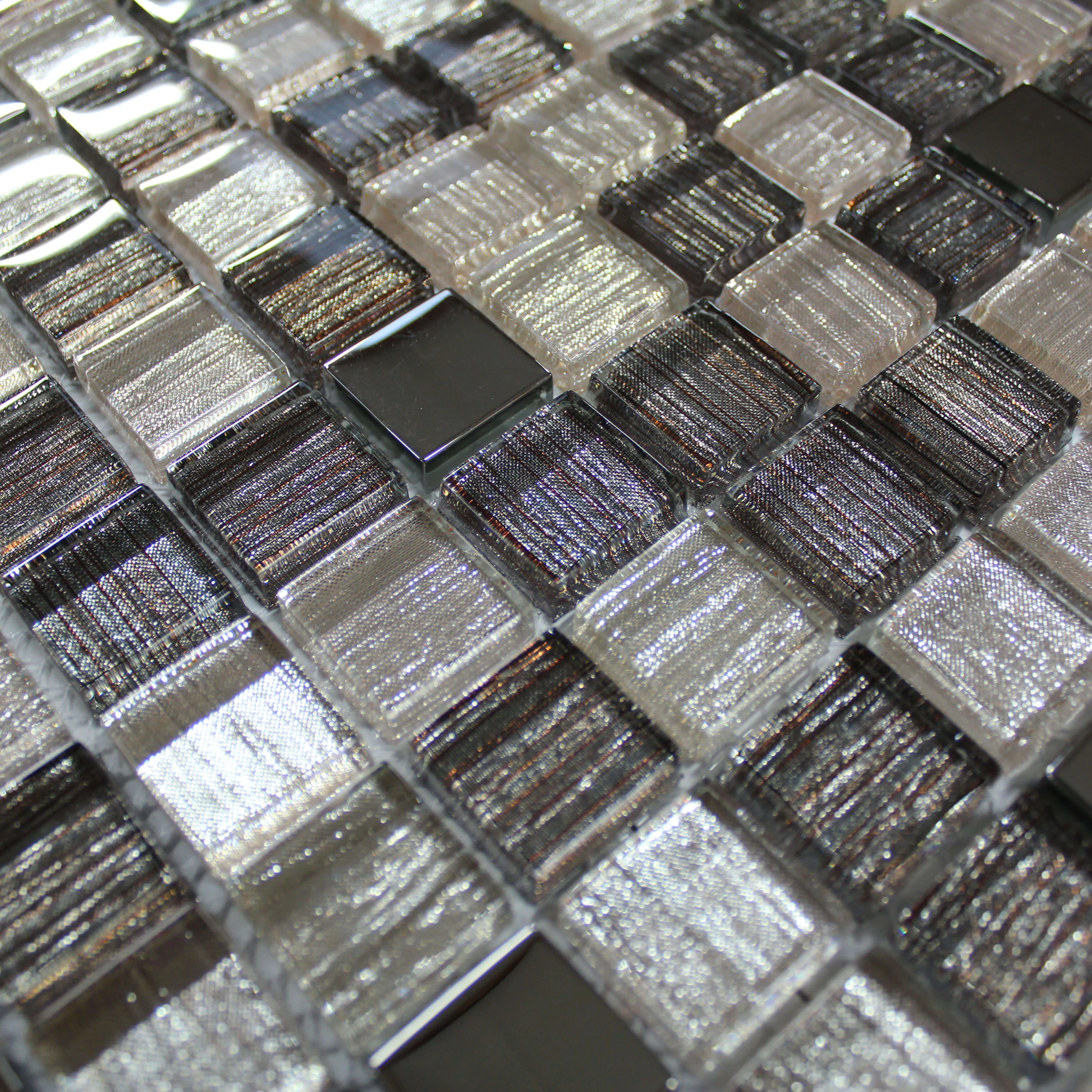 Mosaïque mur mix tissu gris