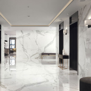 Carrelage sol aspect marbre poli Statuario Brillo 60x120