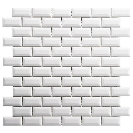 Mosaïque mur faïence brillante Diamant métro porcelaine blanc