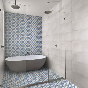 Carrelage sol et mur aspect carreau ciment multicolore bleu Barcelona Arch 25x25 cm