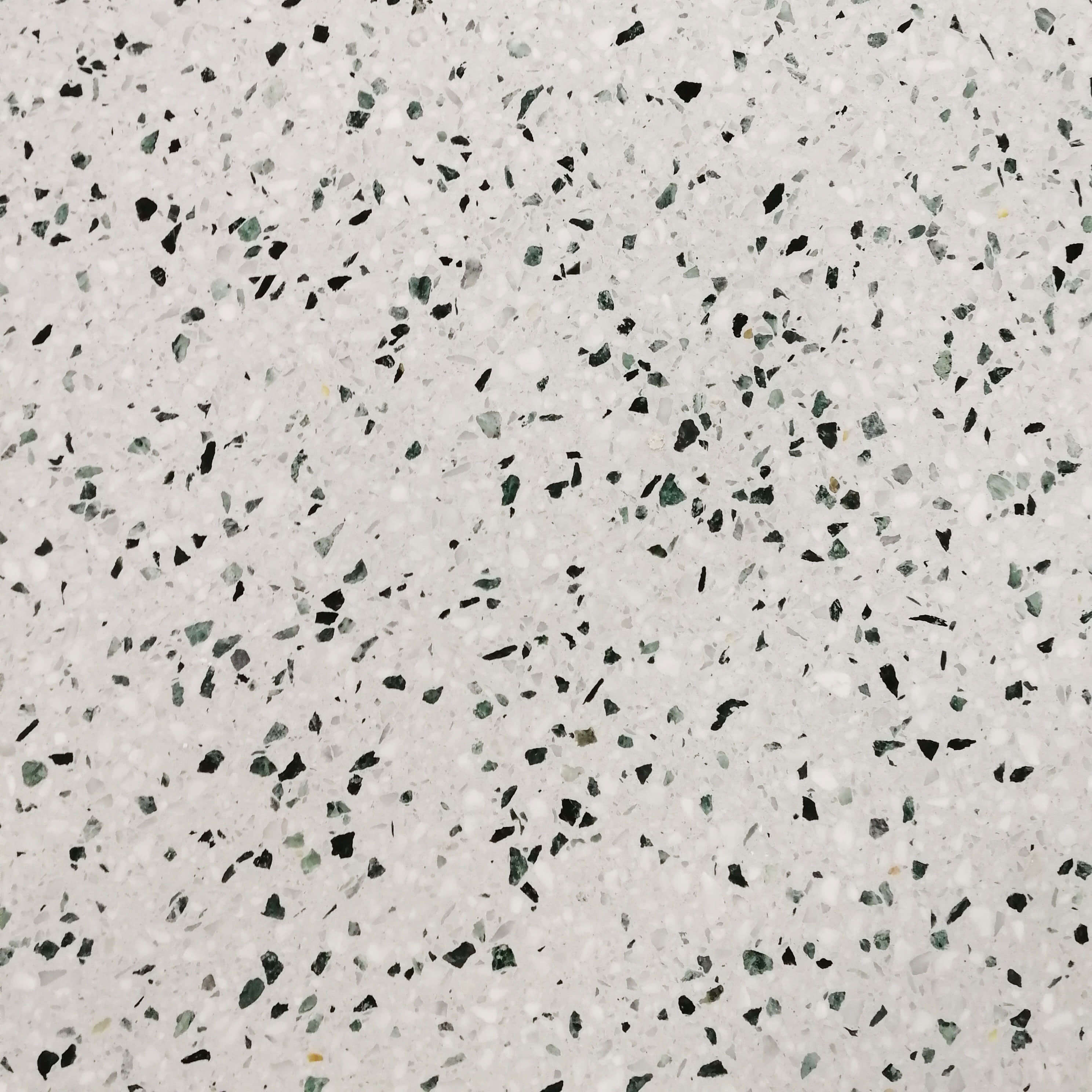 Carrelage sol et mur Terrazzo marbre naturel blanc gris noir et vert Lime 40x40 cm adouci rectifié