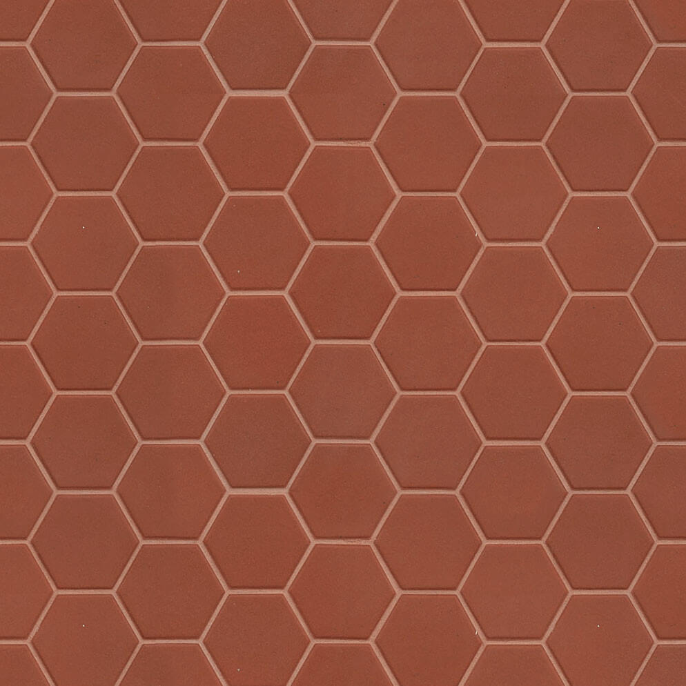 Mosaïque sol et mur Hexagonale rouge Rusty Red mat 30x30 cm