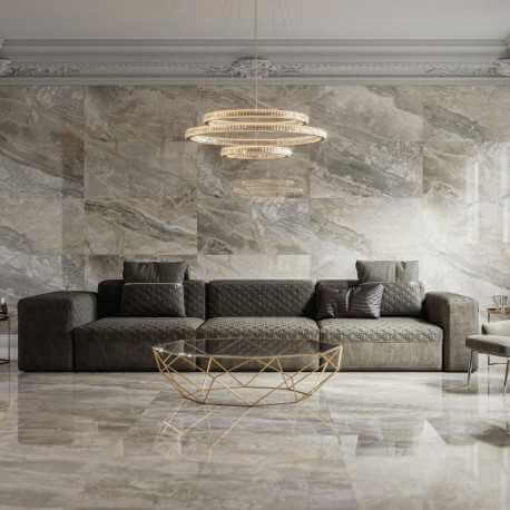 Carrelage sol et mur poli aspect marbre Luxury Beige 60x120 cm rectifié