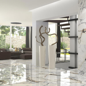 Carrelage sol et mur poli aspect marbre blanc Paonazzo 60x120 cm rectifié