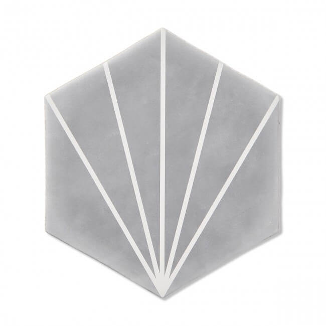 Carrelage hexagonal gris Palm Striped Grey 15x17,5 cm