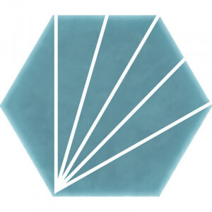 Carrelage hexagonal bleu Palm Striped Turquoise 15x17,5 cm