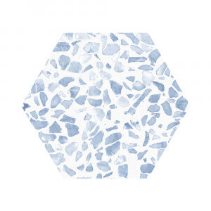 Carrelage aspect Terrazzo Riazza Hex Blue Mat 23,2x26,7 cm