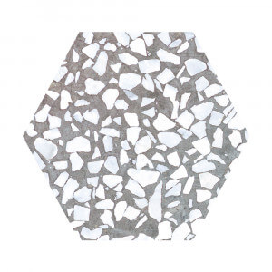 Carrelage aspect Terrazzo Riazza Hex Grigio Mat 23,2x26,7 cm