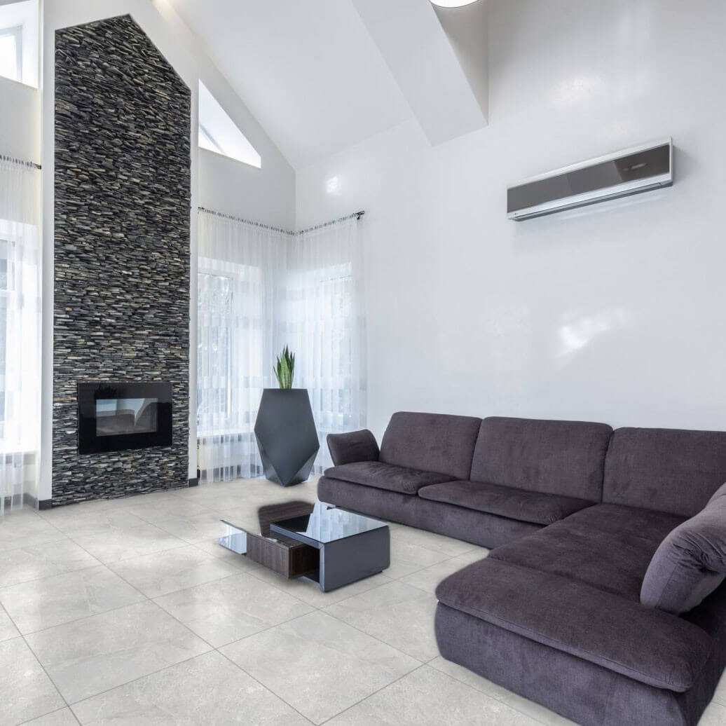 Carrelage sol et mur poli aspect marbre gris Piceno Gris 60x60 cm rectifié