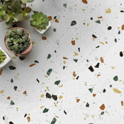 Carrelage hexagonal aspect terrazzo Tritato Blanc 23x27 cm