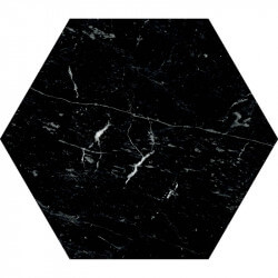 Carrelage hexagonal aspect marbre Terni Noir 23x27 cm
