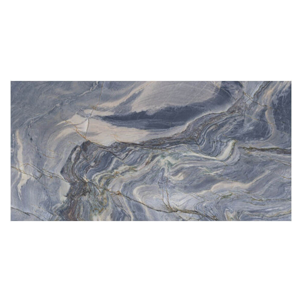 Carrelage aspect marbre Blue Explosion brillant 60x120 cm