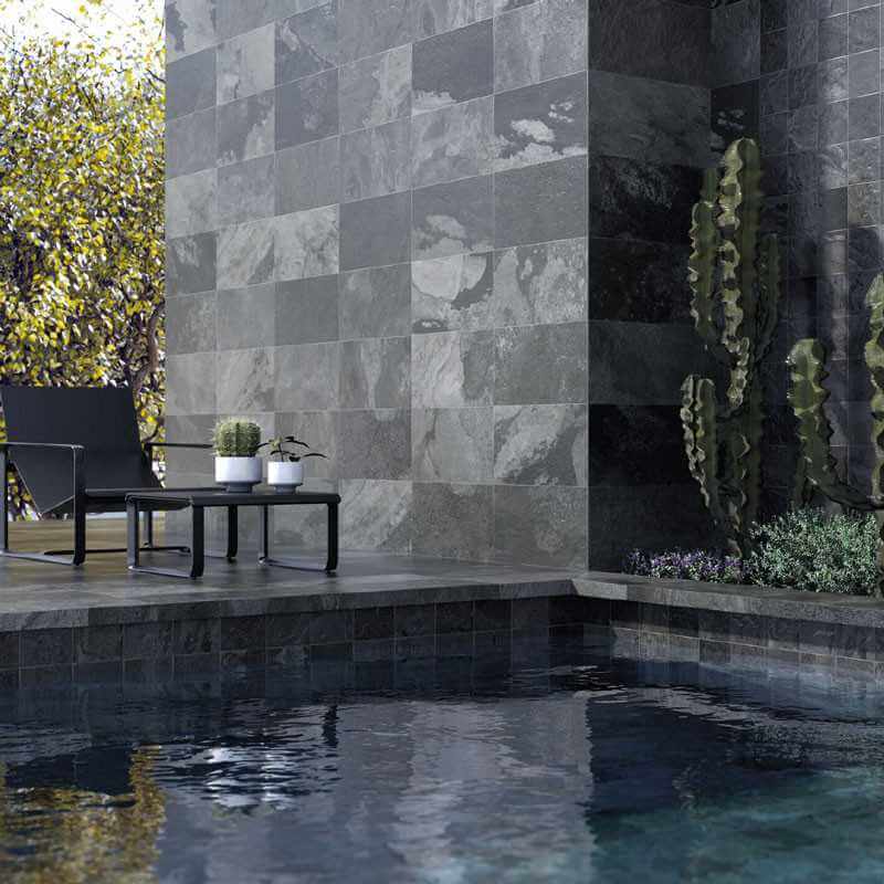 Carrelage aspect pierre Bali black mat 30x60 cm antidérapant