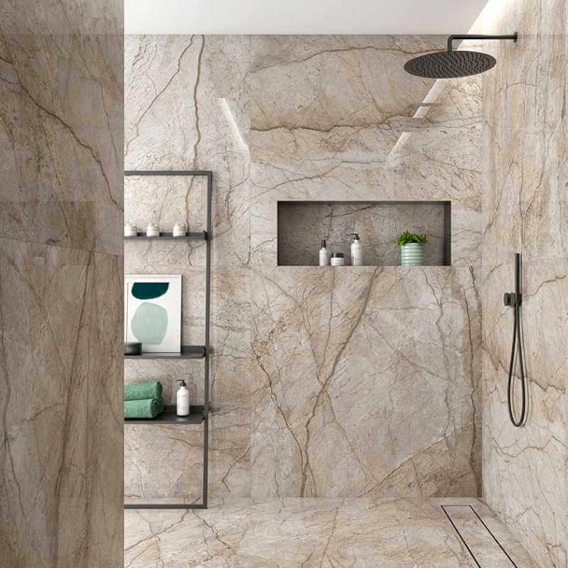 Carrelage aspect marbre Sonante Perla brillant 60x120 cm