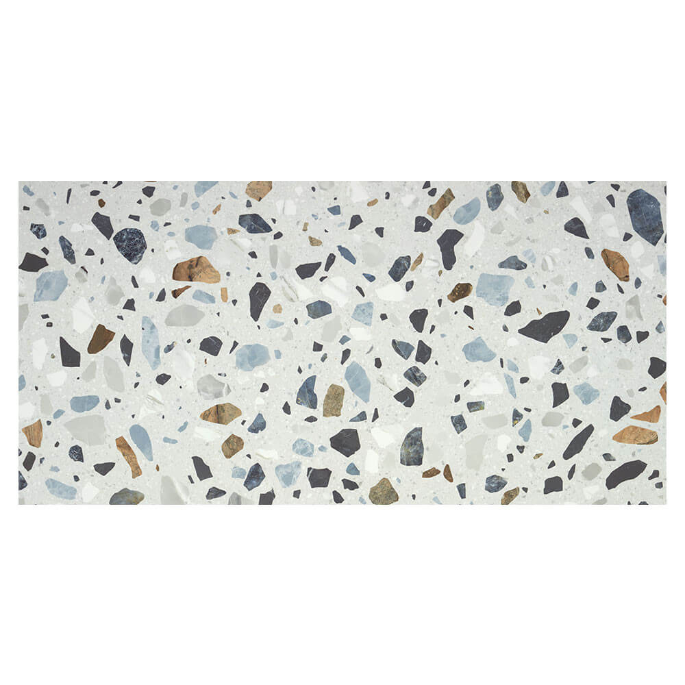 Carrelage aspect terrazzo Crisp White mat 60x120 cm