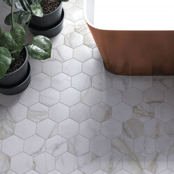 Carrelage hexagonal aspect marbre Diamond gold mat 15x17 cm