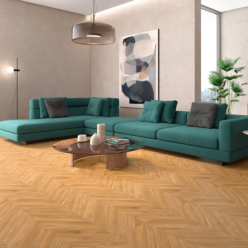 Carrelage aspect parquet...